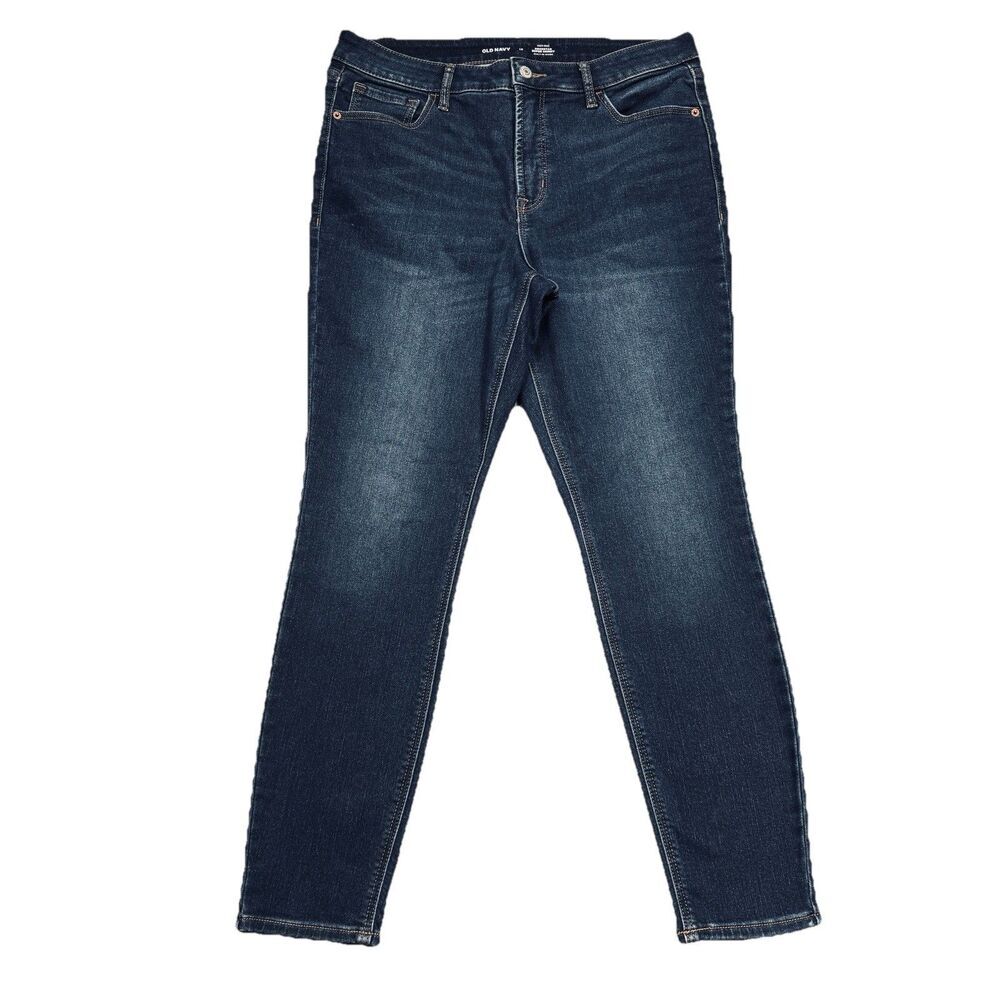 Old Navy Rockstar Super Skinny Jeans 12 (33x27) Blue High Rise Stretch Womens